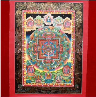 Red Color Stone Mandala Thanka Painting 80-60cm
