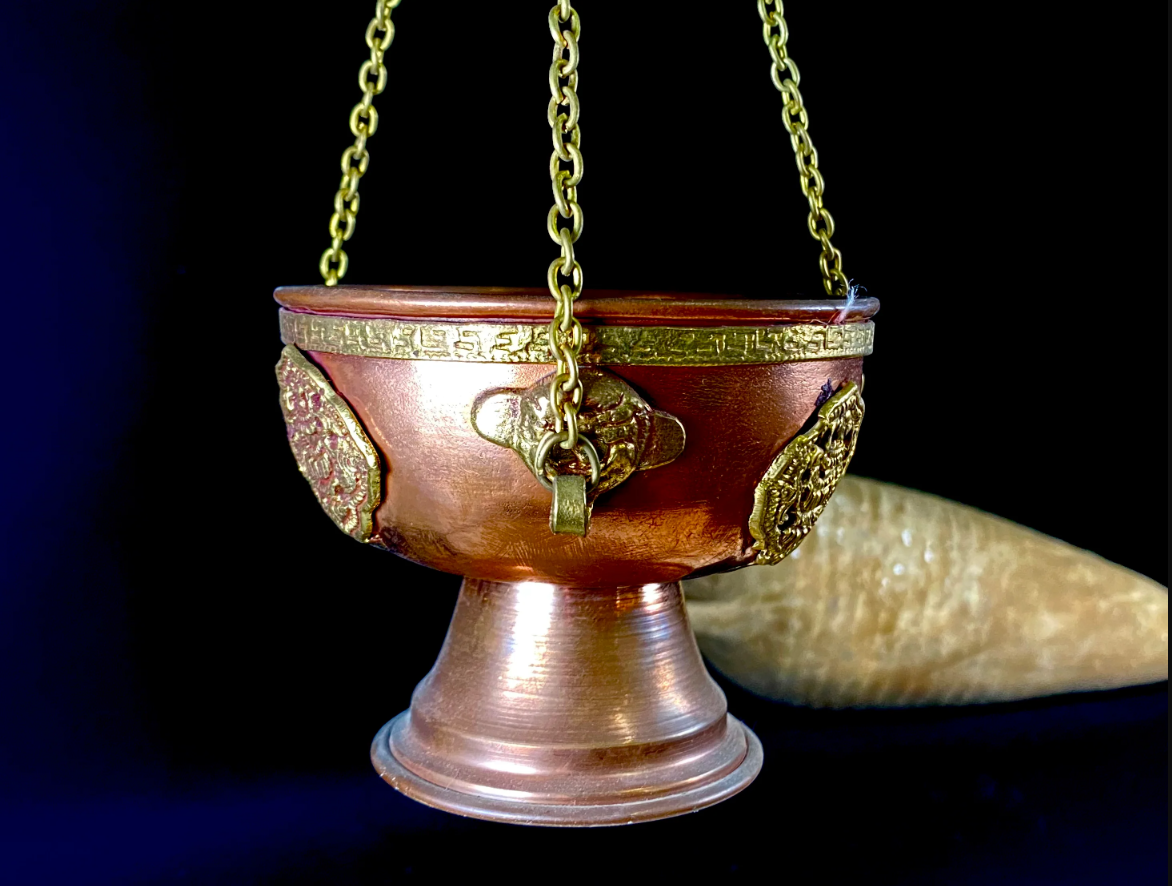 NEPALESE COPPER AND BRASS INCENSE BRAZIER