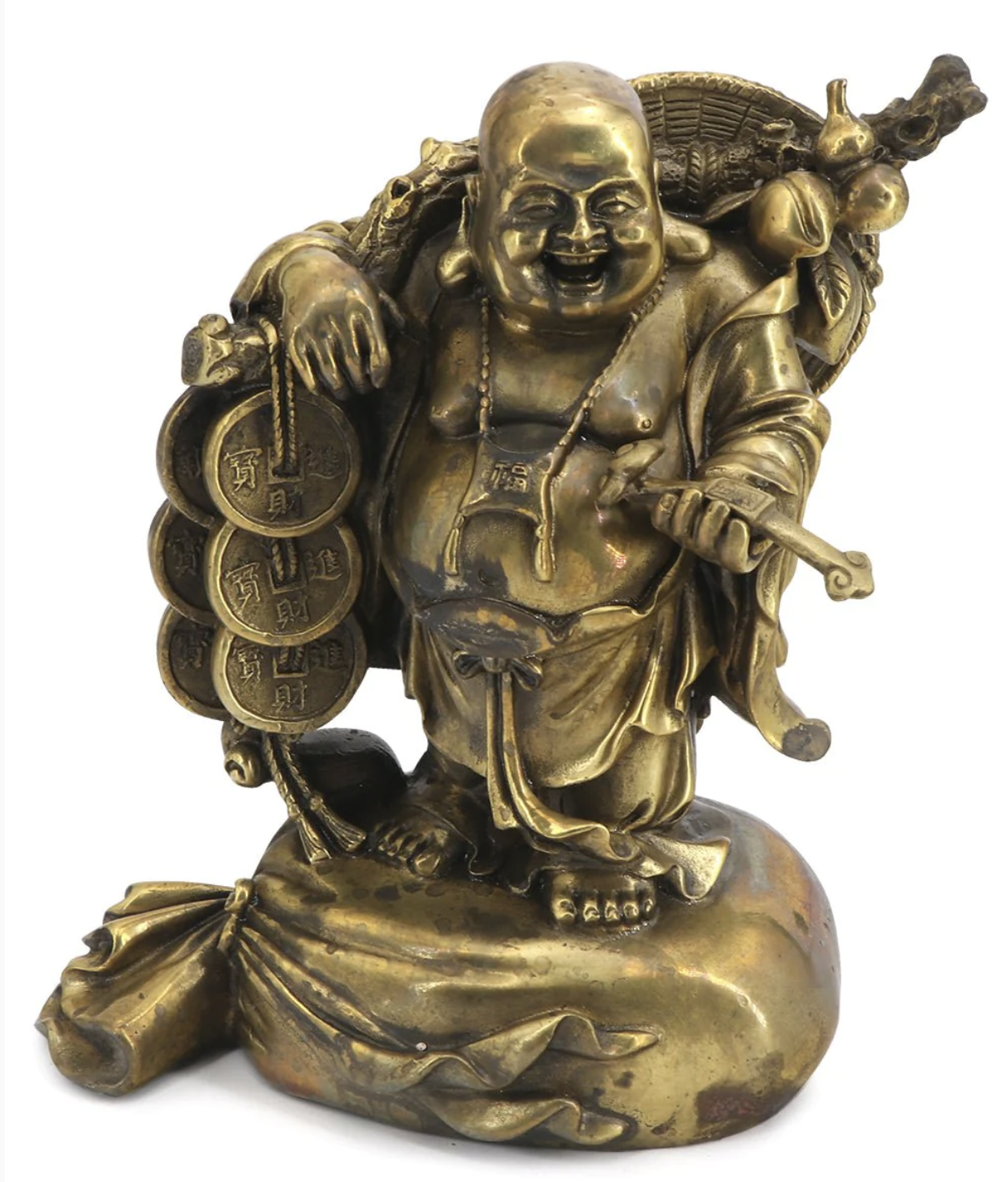 Traditional Bronze Casting Happy Buddha Wandering Monk Statue